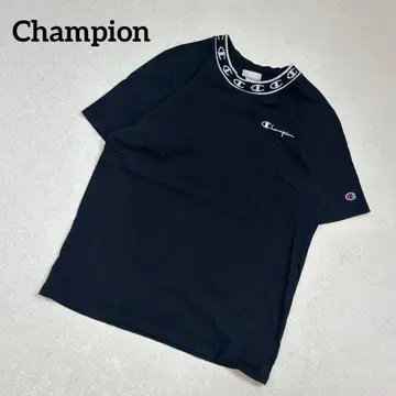 Champion 옷깃 로고 T셔츠 블랙 M사이즈