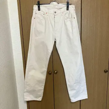 45R 화이트 데님 스트레이트 팬츠 일본제