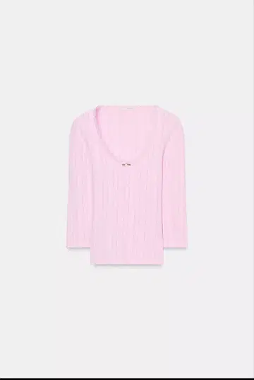 ZARA 포인트 T셔츠 핑크 XS