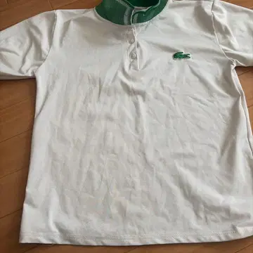 LACOSTE 피케 셔츠 화이트 그린 옷깃