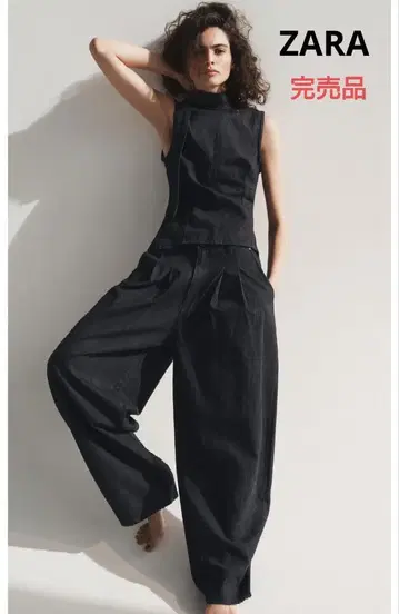 택 포함 새상품 ZARA 미드 라이즈 배기 데님 팬츠