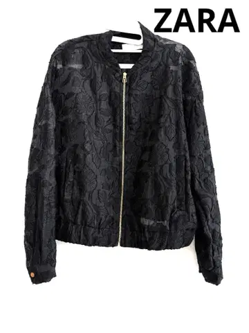 새상품급 ZARA 레이스 블루종 시어 자켓 꽃무늬 블랙 M
