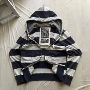 abercrombie&fitch / 굵은 보더 지퍼 후드티 size:L