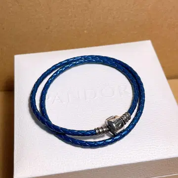 PANDORA 판도라 팔찌 블루 가죽 이중