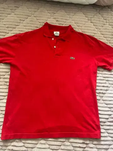 LACOSTE 라코스테 피케 셔츠 반팔 레드 원포인트 로고 남성용
