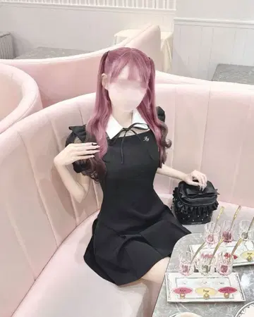 미셸 마카롱 이모 도트 튤 칼라 원피스 XS 사이즈 허니 뮤우