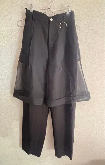 PAMEO POSE 시스루 레이어드 슬랙스 블랙