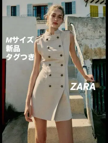 [ 완판템 ] ZARA 린넨 토글 버튼 미니 원피스 M 사이즈 새상품 택 포함