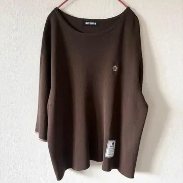 MARY QUANT 반팔 니트/브라운 데이지 자수