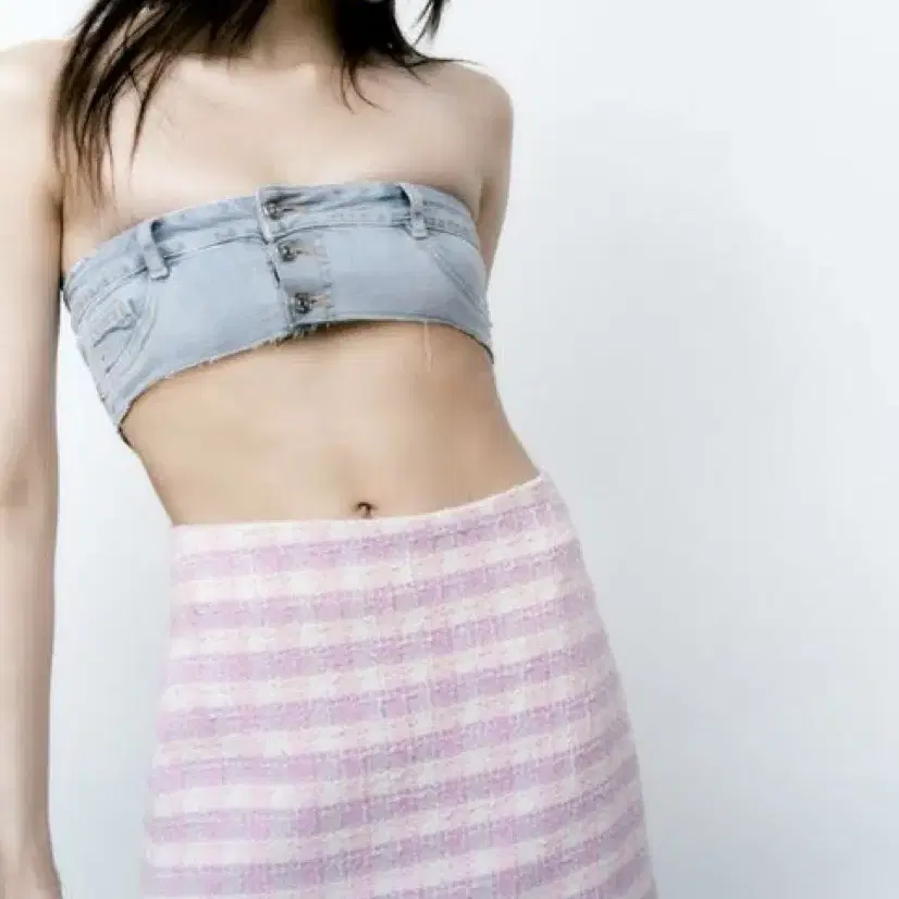 zara 자라 비시 체크 패턴 미니 스커트 새상품