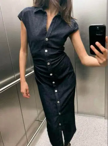 ZARA 슬리브리스 데님 원피스