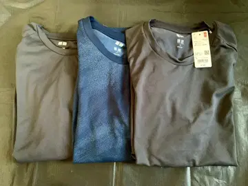 UNIQLO 드라이EX T셔츠 L 사이즈 3장 세트 다크 그레이 블루
