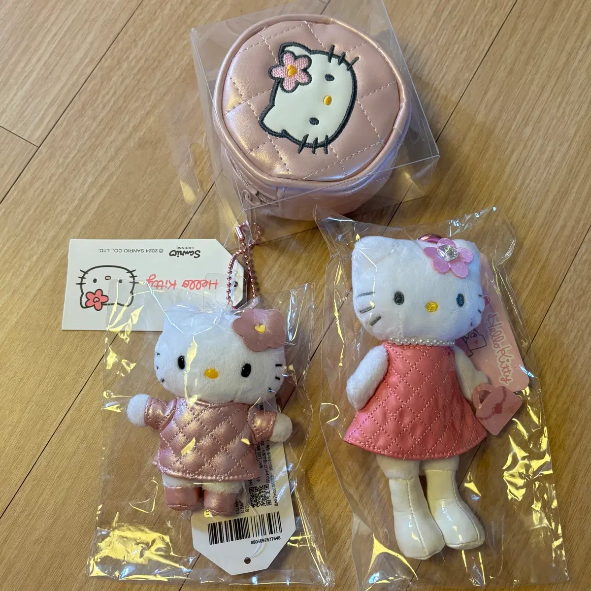 헬로키티 퀼팅 롱다리 인형 키링 세트