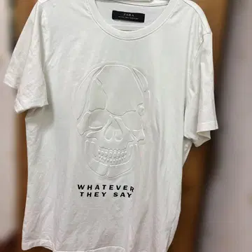 ZARA 스컬 엠보싱 가공 T셔츠 화이트 L