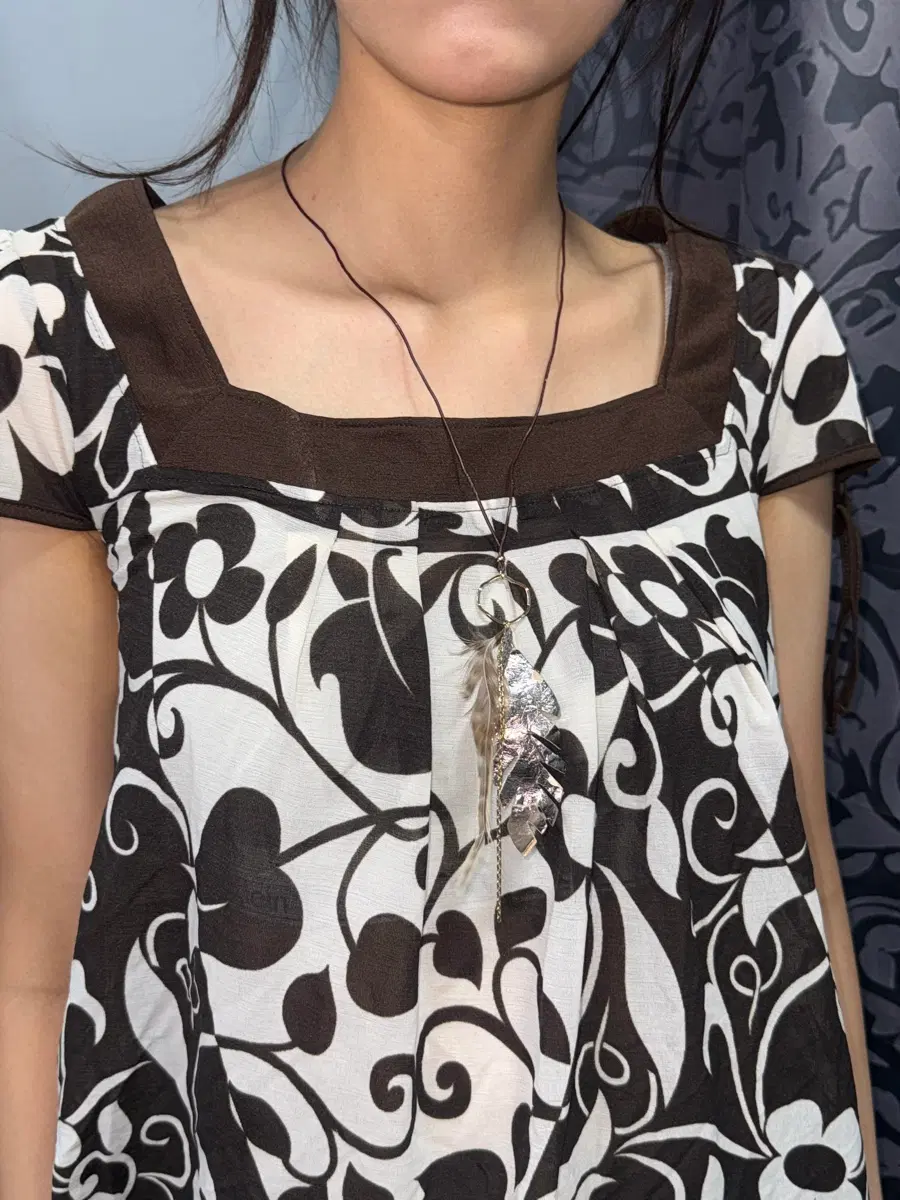 빈티지 보해미안 메탈 깃털 목걸이