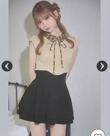 카라 부착 미니 지퍼 탑 미셸 마카롱 FREE SIZE 베이지