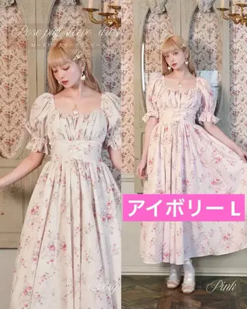 시마무라 Misa Collection 로즈 퍼프 슬리브 원피스 L 새상품