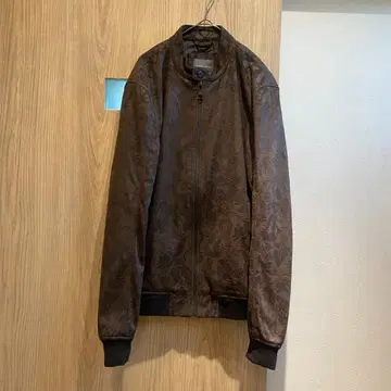 ZARA MAN M 가죽 코팅 가공 올 패턴 블루종 자켓