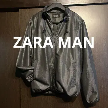 ZARA MAN 실버 광택 블루종 M