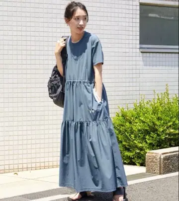 FREAK'S STORE VV 보드빌 티어드 드로스트 원피스