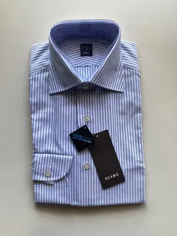 BEAMS F / 블루 스트라이프 셔츠 COOLMAX