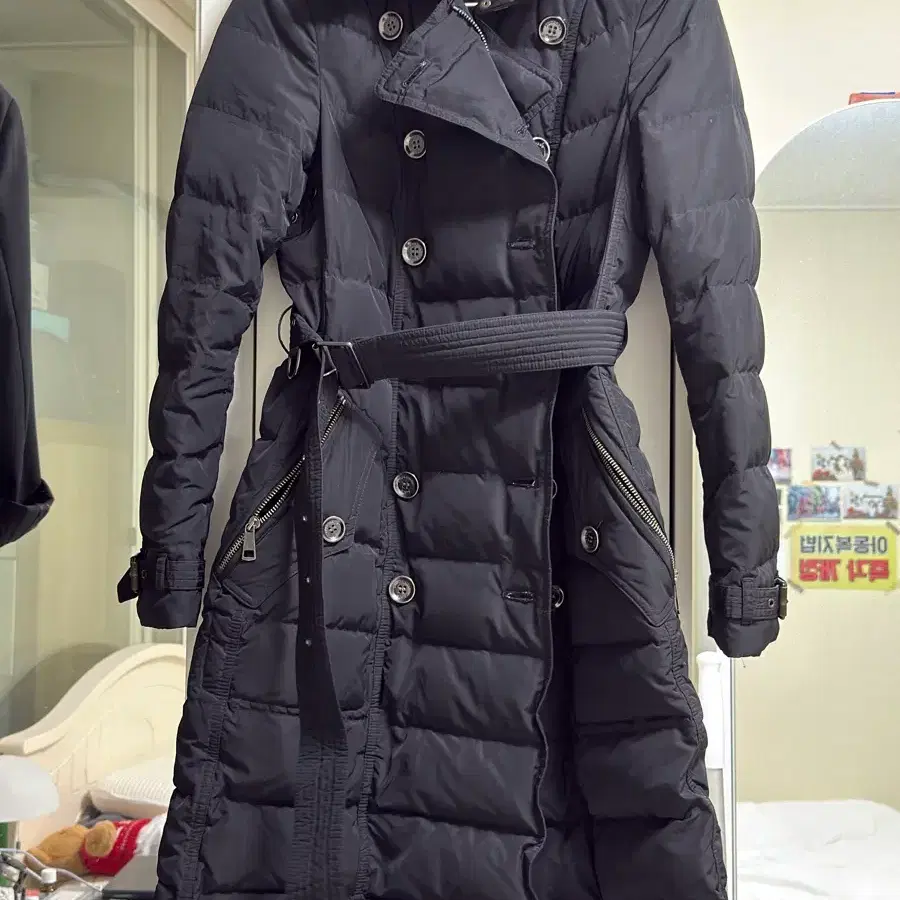 버버리 브릿 블랙 더블버튼 트렌치 패딩 XS