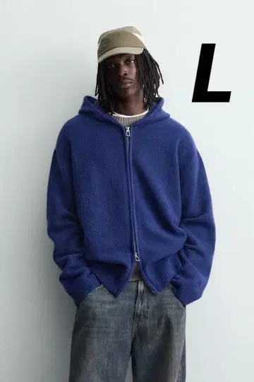 ZARA 후디드 니트 가디건 L