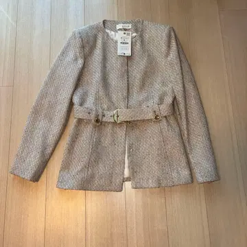 ZARA 노카라 자켓 벨트 포함 베이지 M