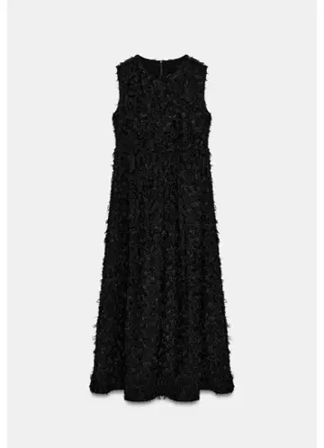 ZARA 엠보싱 가공 원단 미디 원피스 택 포함 새상품 L