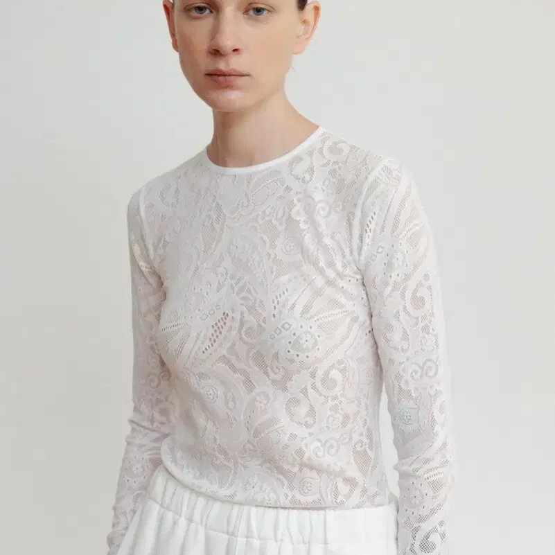 모노하 monoha 레이스 롱 슬리브 티 lace long sleeve