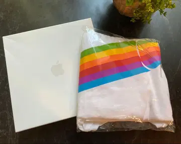 Apple 공식 레인보우 로고 T셔츠 화이트 L