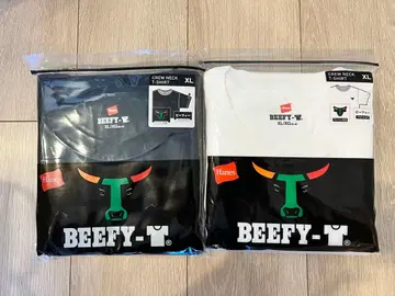 Hanes x 세븐일레븐 BEEFY-T 크루넥 티셔츠 화이트, 블랙 XL