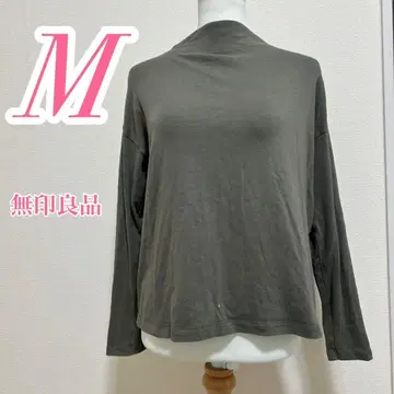 무인양품 MUJI 긴팔 티셔츠 카키 M 캐주얼 면 100%