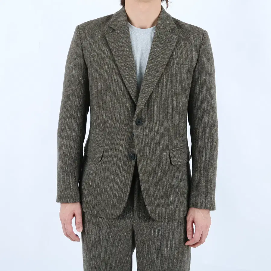 롤프 남성 남자 울 모직 헤링본 겨울 정장자켓 수트마이 양복상의 2버튼 체크