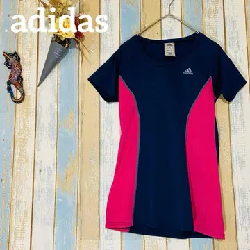 [ adidas ] 스포츠 반팔 T셔츠 L 네이비 핑크