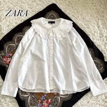 새상품 ZARA 자라 레이스 카라 부착 블라우스 화이트