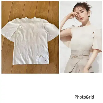 새상품 택 포함 SNIDEL 스나이델 반팔 케이프 니트 화이트