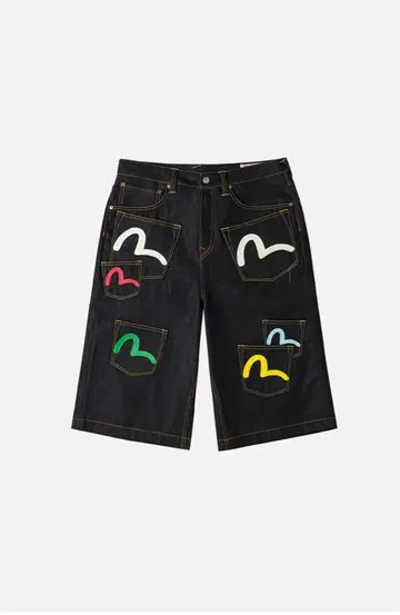 완판 사이즈 EVISU 에비수 데님 팬츠 하프 팬츠 숏팬츠