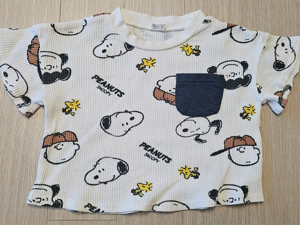 스누피 와플 반팔티셔츠 90