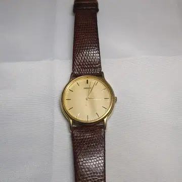 SEIKO Chariot 골드 모래 질감 다이얼 브라운 가죽 샤리오
