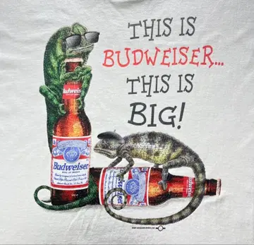 90s Budweiser 빈티지 T셔츠 카멜레온 기업계 개구리