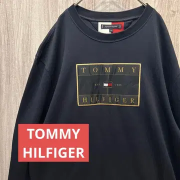 [ 새상품급 ] TOMMY HILFIGER 고급 맨투맨 트레이닝복 자수 로고 구제 의류 XL