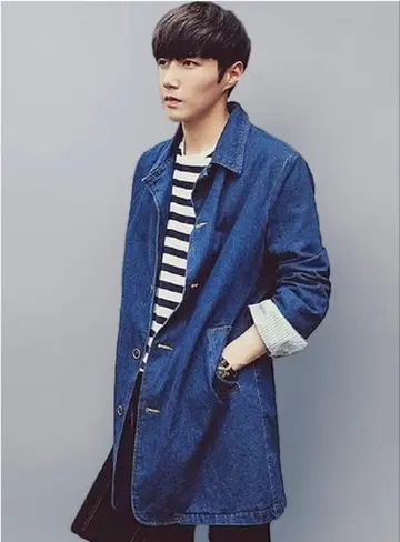 다크 블루 데님 자켓 롱 기장