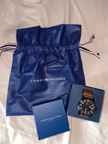 TOMMY HILFIGER 남성용 손목시계 브라운 가죽 벨트