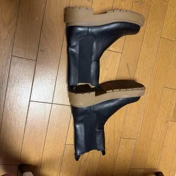여성용 사이드 고어 부츠 통굽 블랙