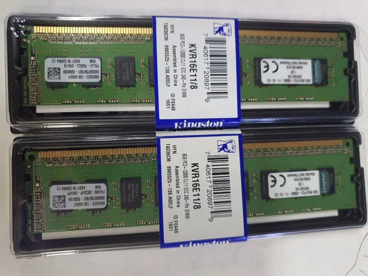 킹스톤 DDR3 PC3-12800 8GB KVR16E11/8