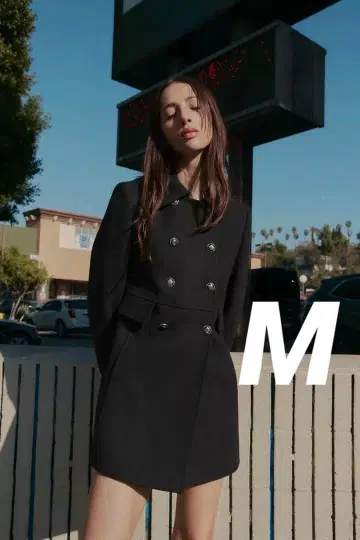 ZARA 울 혼방 숏 기장 더블 브레스트 코트 M