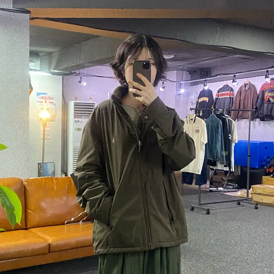 폴로 랄프로렌 히든 후디드 카키 폴리쉘 자켓 B5483