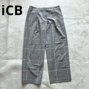 새상품급 iCB 윈도우페인 체크 와이드 팬츠 그레이 2025 M 사이즈 얇은 소재