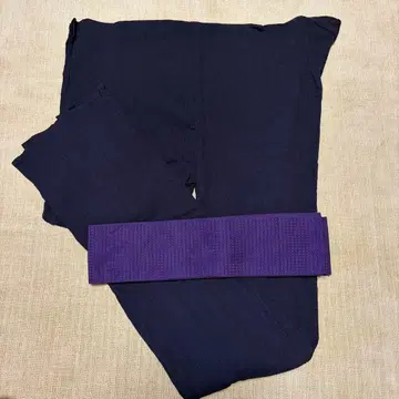 남성용 유카타 오비 세트 블랙 이로무지 보라색 오비 포함